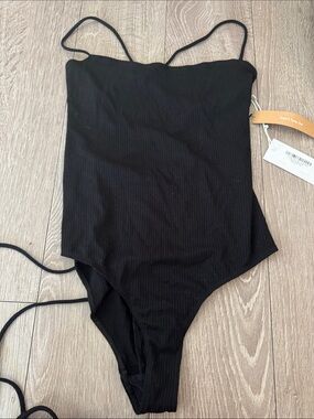 NWT Reformation Black Ribbed Bodysuit